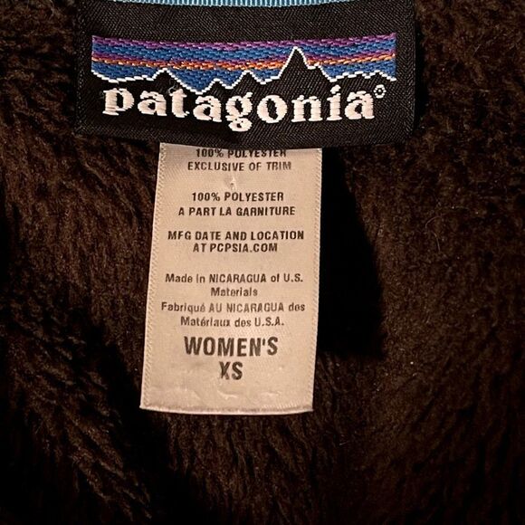 Patagonia Womens Brown Fleece Blue Trim Snap Pullover Sweatshirt Sz XS - Picture 2 of 8